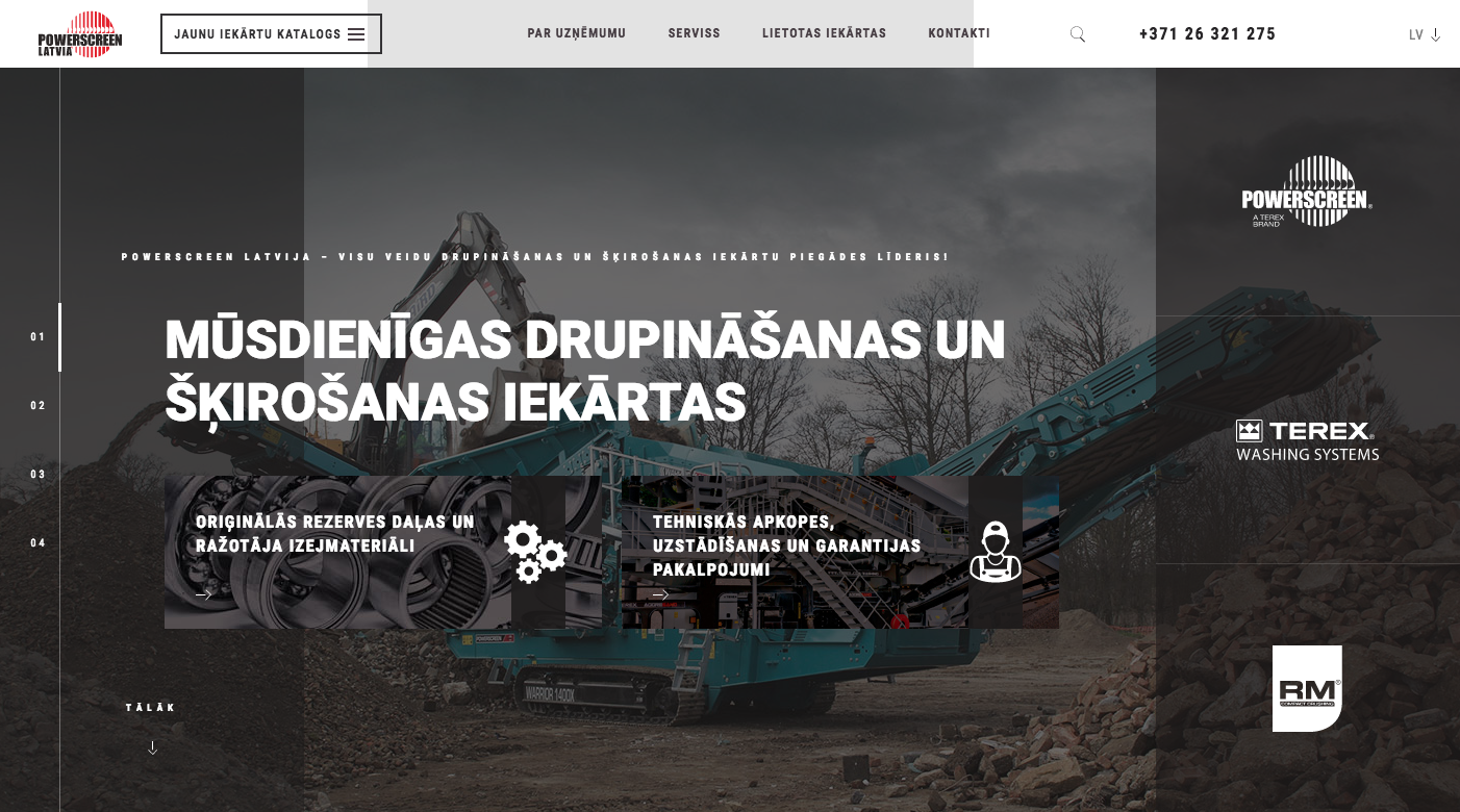 Powerscreen Latvia main page